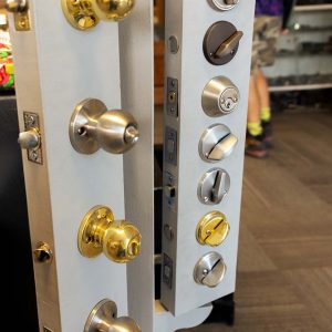 display of different door handles and locks
