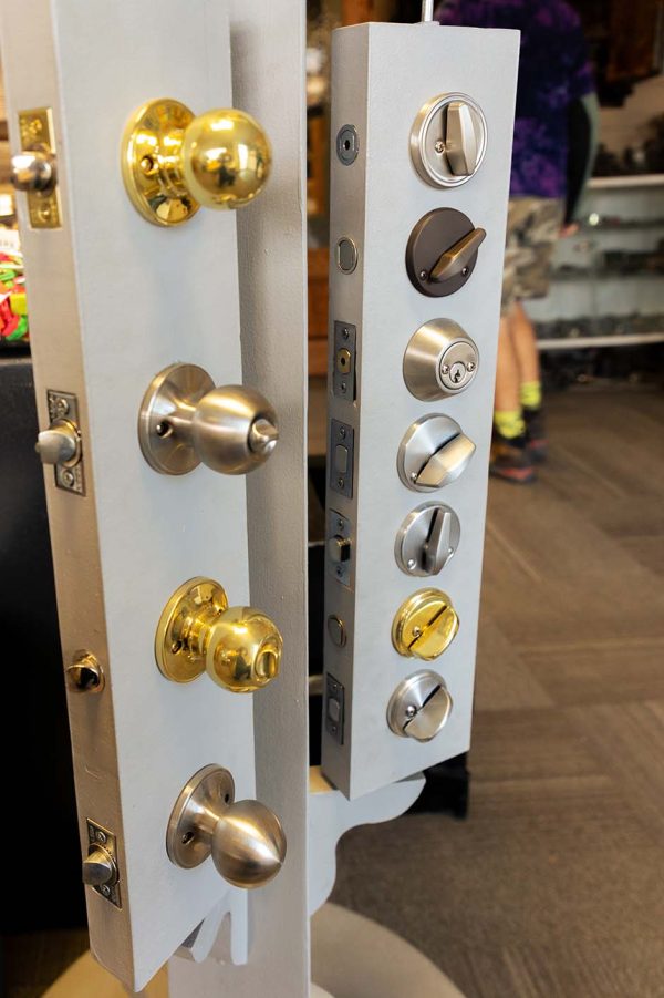 display of different door handles and locks